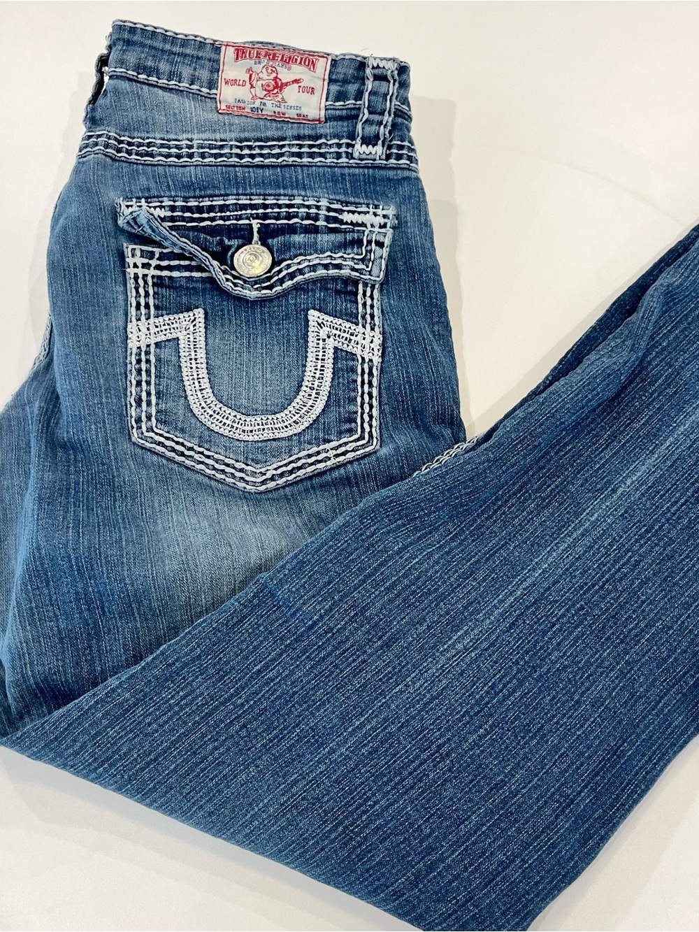 Vintage Y2K TRUE RELIGION World Tour Joey Mid-Rise Straight Rope Stitch Jeans